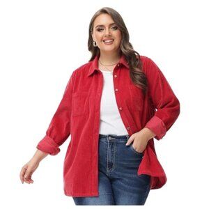NEW MCEDAR Long Sleeve Corduroy Button Down Shacket Women's 2X